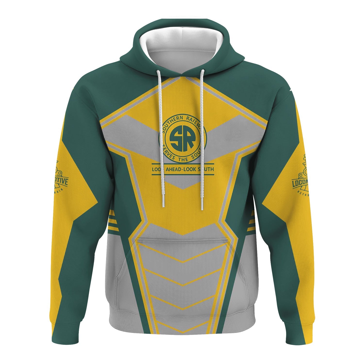 Railspirit Personalized Southern Railway U.S Hoodie Engine-Inspired Style SOU Train Zip Up Hoodie for Railroad Fanatic