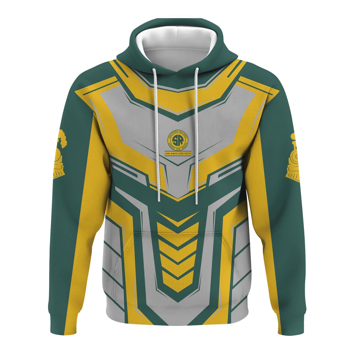 Railspirit Personalized Southern Railway U.S Hoodie Armor-Inspired Design SOU Train Zip Up Hoodie All Over Print