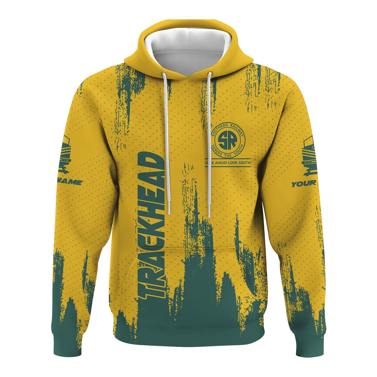 Railspirit Personalized Southern Railway U.S Hoodie Paint Impact Design SOU Train Zip Up Hoodie for Trackhead
