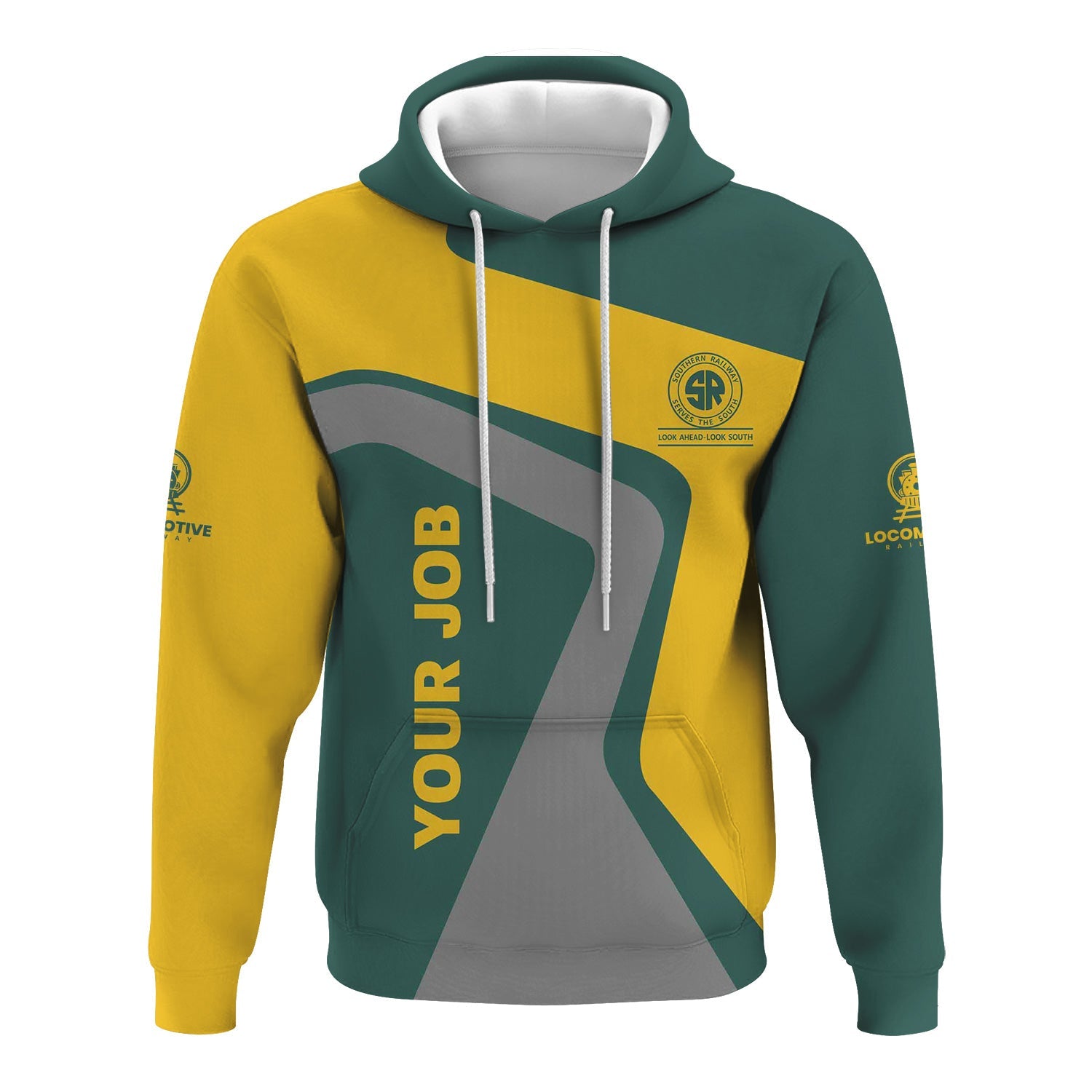 Railspirit Personalized Southern Railway U.S Hoodie Unique Design with Custom Job Position SOU Train Zip Up Hoodie