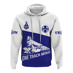 Railspirit Custom Name Santa Fe Railway Hoodie One Track Mind Atchison, Topeka and Santa Fe Railway Printed Zip Hoodie