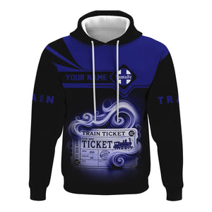 Railspirit Custom Name Santa Fe Railway Hoodie American Train Ticket Atchison, Topeka and Santa Fe Railway Printed Zip Hoodie