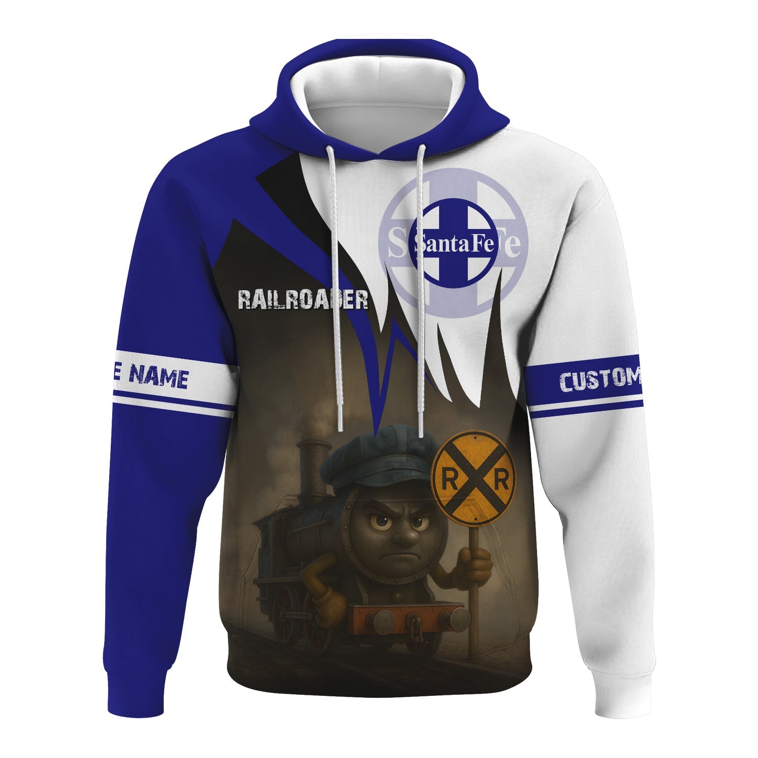 Railspirit Personalized Santa Fe Railway Hoodie Angry Train Atchison, Topeka and Santa Fe Railway Hoodie Gift Idea For Train Lover