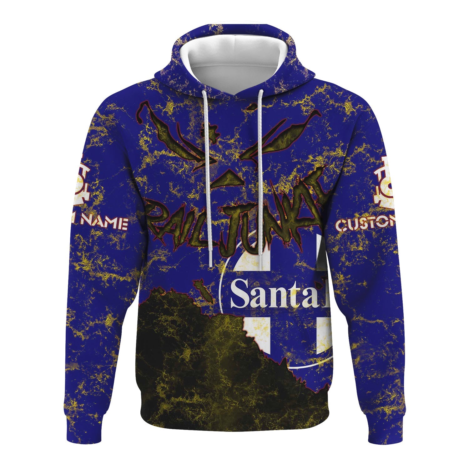 Railspirit Personalized Santa Fe ATSF Railway Hoodie Torn Graphic Style Atchison, Topeka and Santa Fe Train Zip Up Hoodie For Rail Junkie