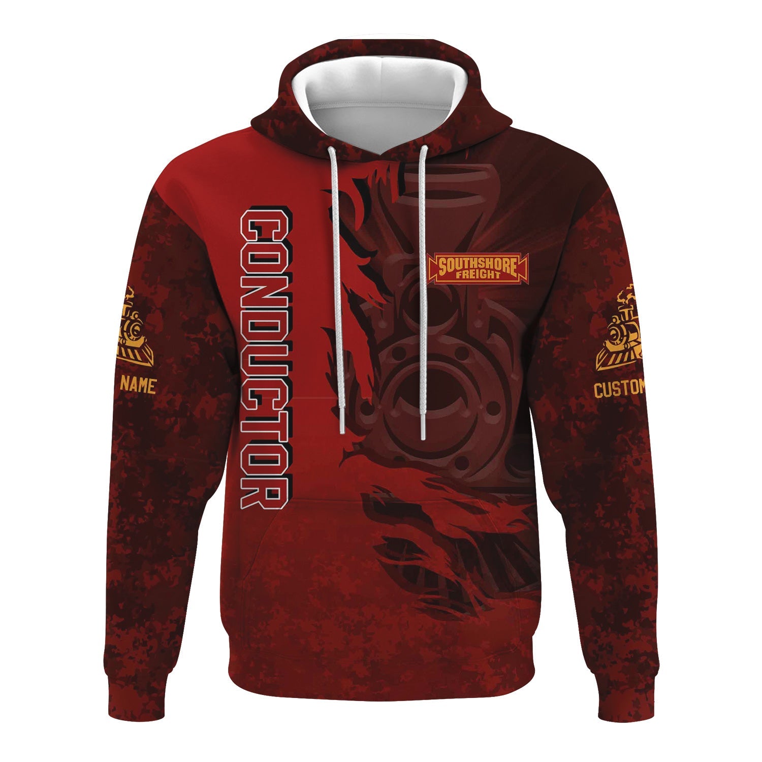 Railspirit Personalized Chicago South Shore and South Bend Railroad Hoodie Blazing Style with Custom Position Train Zip Up Hoodie