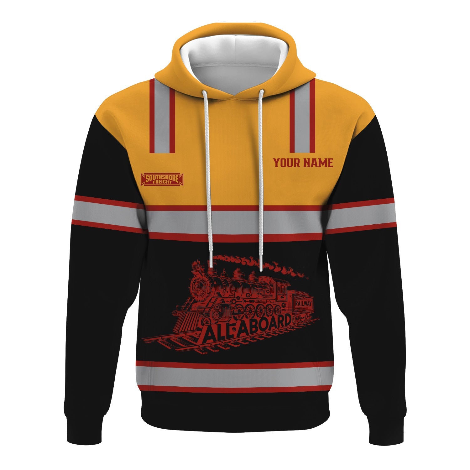 Railspirit Custom Name Chicago South Shore and South Bend Railroad Hoodie Eat Train Sleep Repeat Printed Train Zip Hoodie