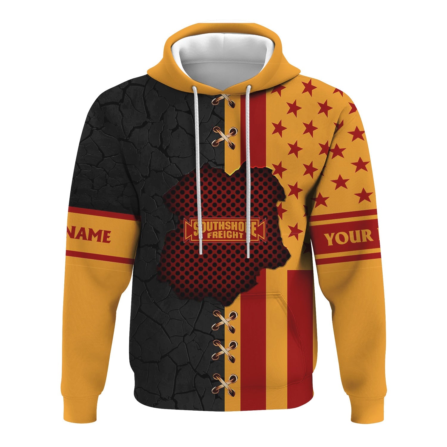 Railspirit Personalized Chicago South Shore and South Bend Railroad Hoodie American Flag with Crack Effect Train Zip Up Hoodie