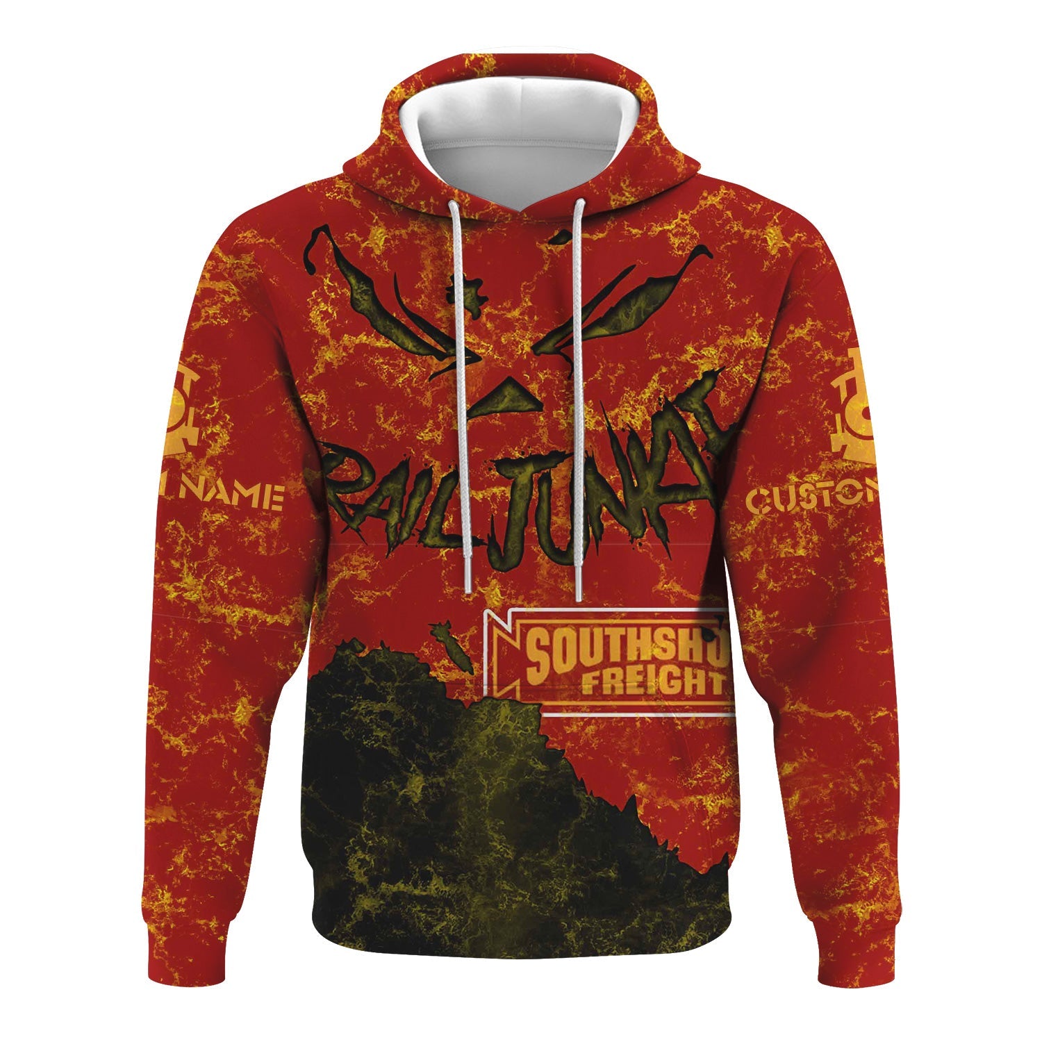Railspirit Personalized Chicago South Shore and South Bend Railroad Hoodie Torn Graphic Style Train Zip Up Hoodie For Rail Junkie
