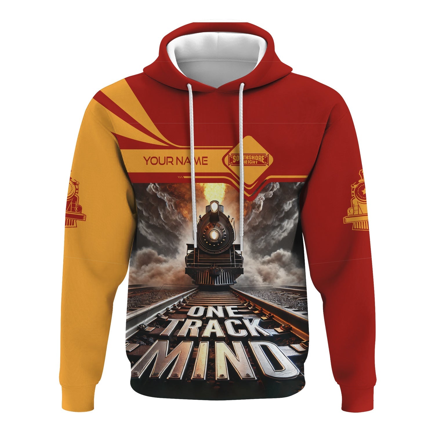 Railspirit Personalized Chicago South Shore and South Bend Railroad Hoodie One Track Mind Train Printed ZIp Up Hoodie