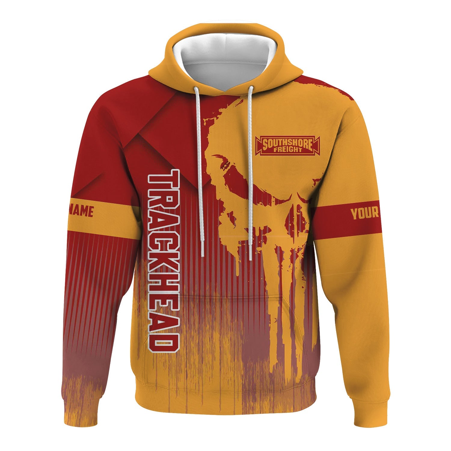 Railspirit Personalized Chicago South Shore and South Bend Railroad Hoodie Skull Design with Custom Job Train Zip Up Hoodie for Trackhead Crew