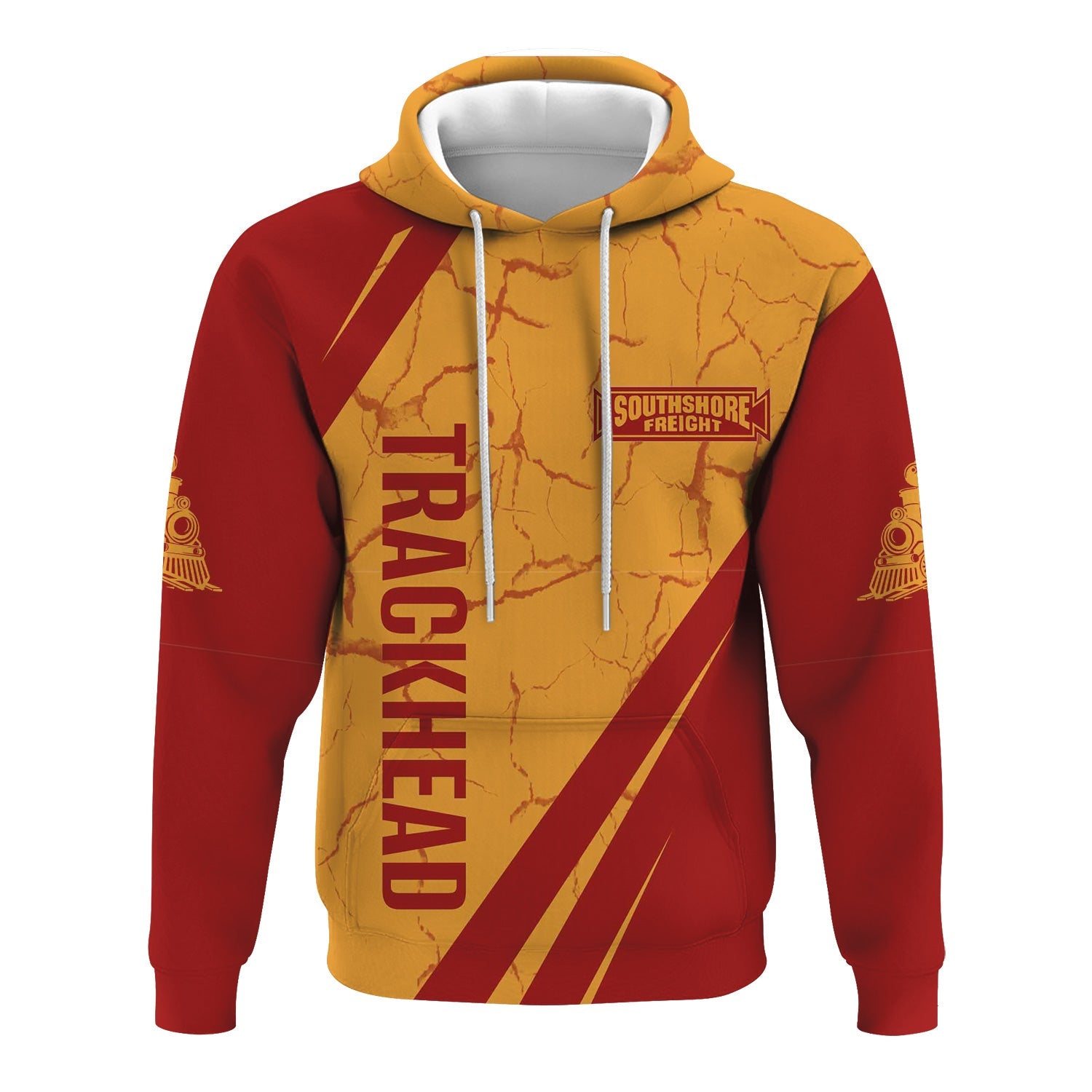 Railspirit Personalized Chicago South Shore and South Bend Railroad Hoodie Crackle Texture Style Train Zip Up Hoodie For Trackhead