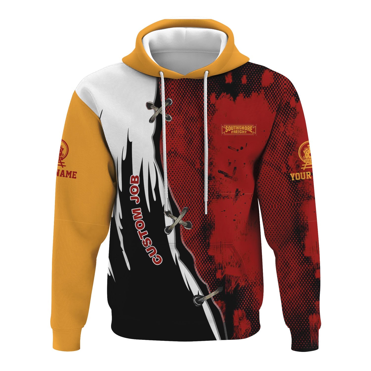 Railspirit Personalized Chicago South Shore and South Bend Railroad Hoodie Retro Stitches Design with Custom Position Train Zip Up Hoodie