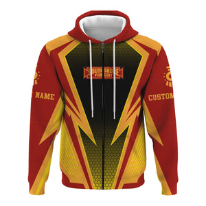 Railspirit Personalized Chicago South Shore and South Bend Railroad Hoodie Lightning Graphic Style Zip Up Hoodie Gift Idea For Train Lover