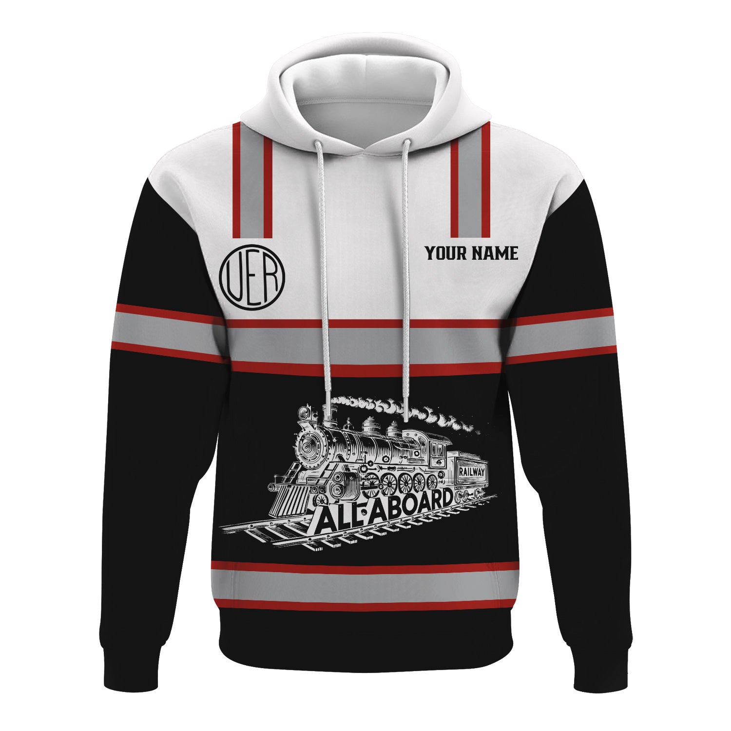 Railspirit Custom Name Union Electric Railway Hoodie Eat Train Sleep Repeat Printed Train Zip Hoodie