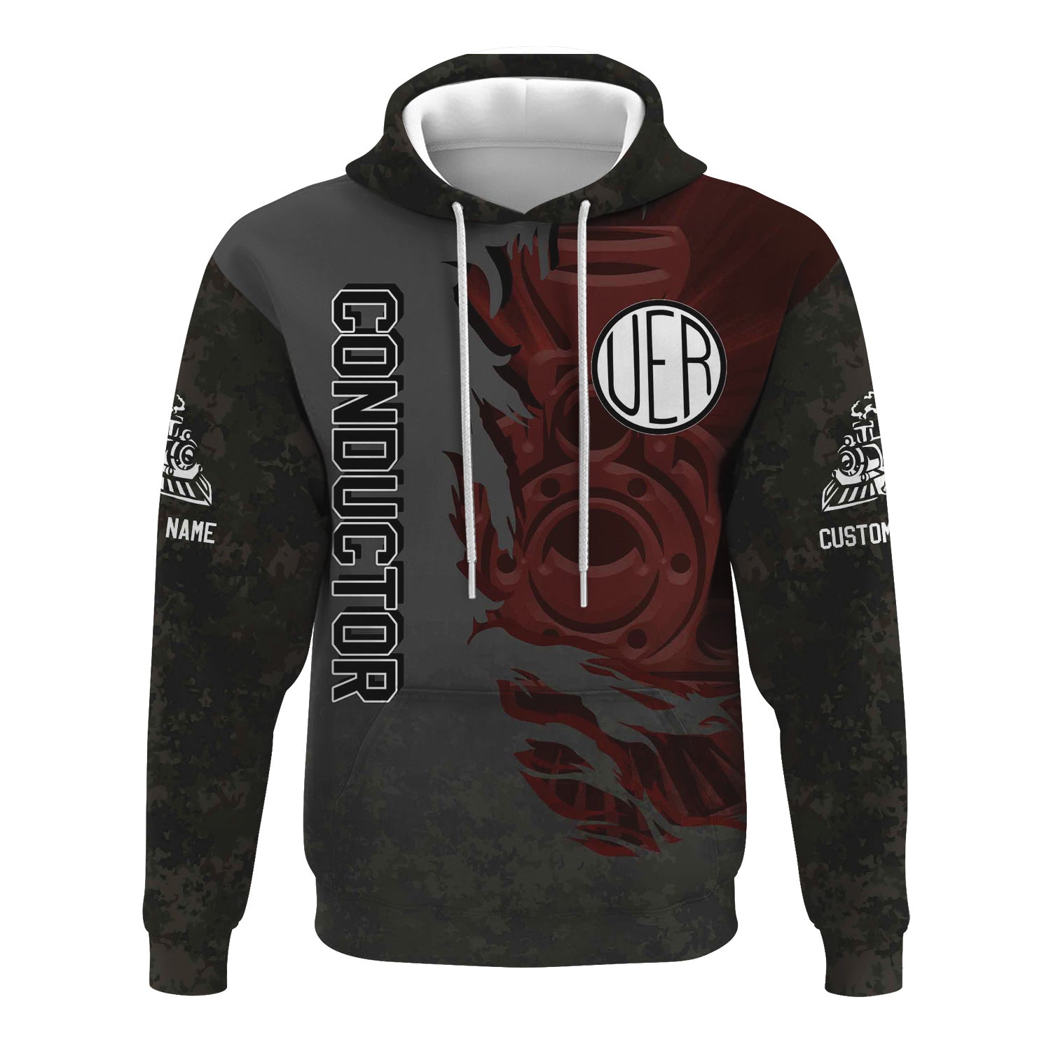 Railspirit Personalized Union Electric Railway Hoodie Blazing Style with Custom Position Train Zip Up Hoodie