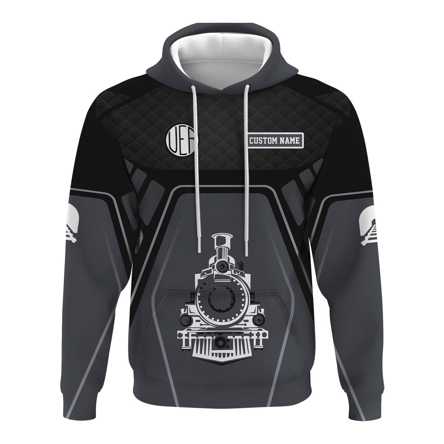 Railspirit Personalized Union Electric Railway Hoodie Steam Locomotive Engine Graphic Train Zip Up Hoodie All Over Print