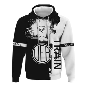 Railspirit Personalized Union Electric Railway Hoodie Engine Heartbeat and Track Love Style Zip Up Hoodie Gift Idea For Train Lovers