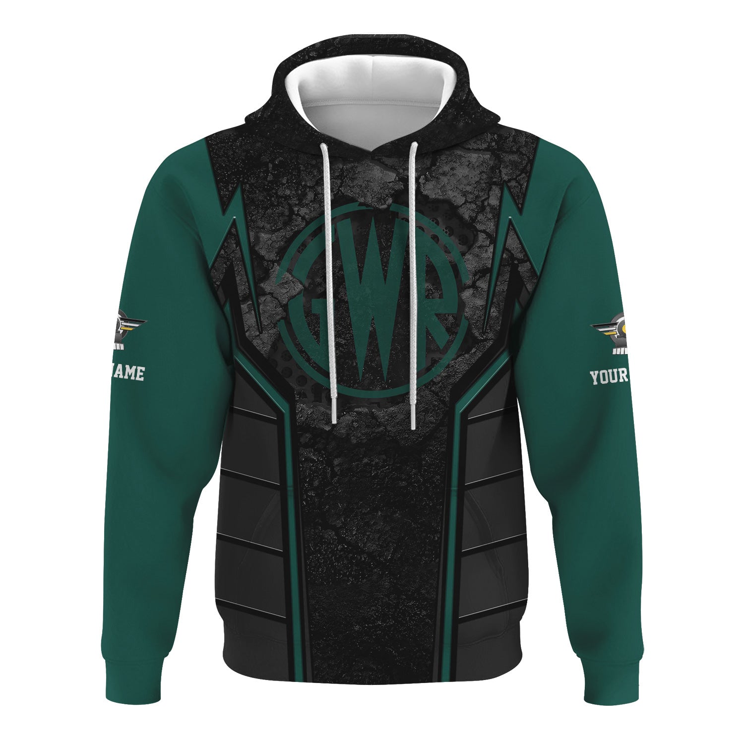 Railspirit Personalized Great Western Railway Hoodie Cracked Metal Design Train Zip Up Hoodie for Rail Enthusiasts