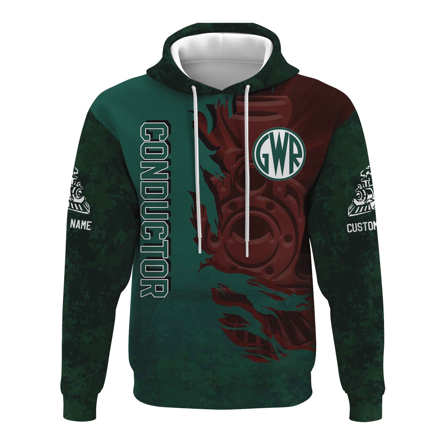 Railspirit Personalized Great Western Railway Hoodie Blazing Style with Custom Position Train Zip Up Hoodie