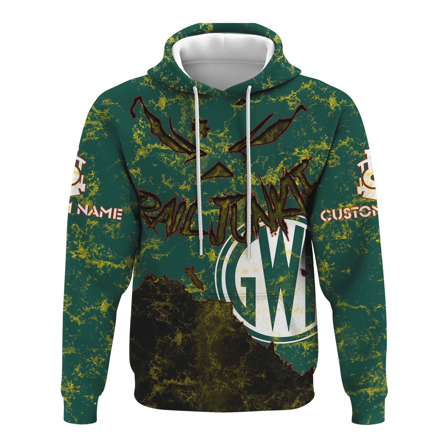 Railspirit Personalized Great Western Railway Hoodie Torn Graphic Style Train Zip Up Hoodie For Rail Junkie