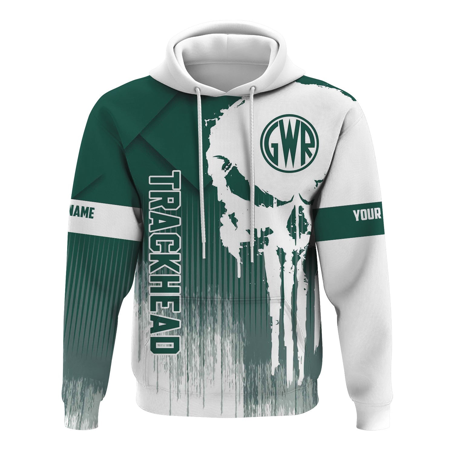 Railspirit Personalized Great Western Railway Hoodie Skull Design with Custom Job Train Zip Up Hoodie for Trackhead Crew