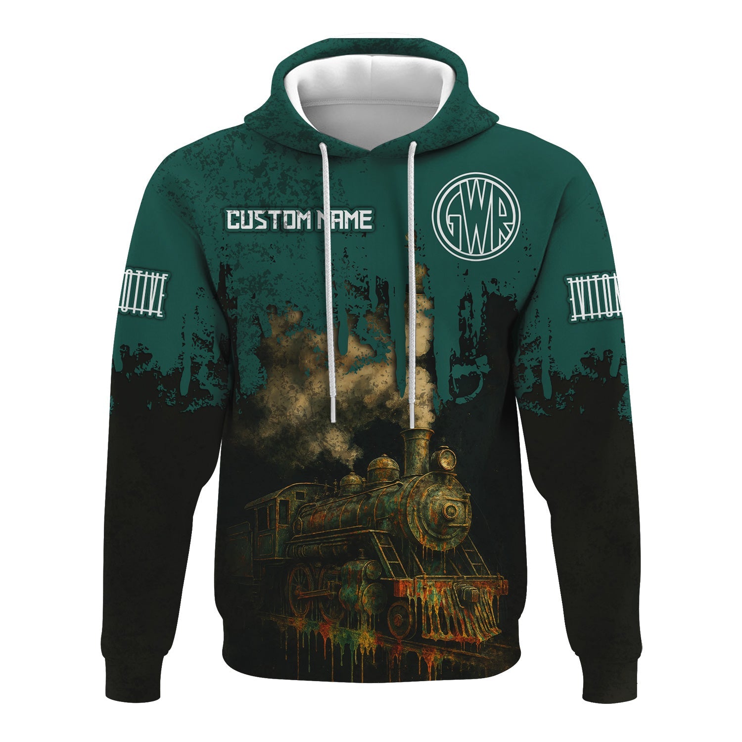 Railspirit Personalized Great Western Railway Hoodie Vintage Train Art Style Zip Up Hoodie For Locomotive Fans