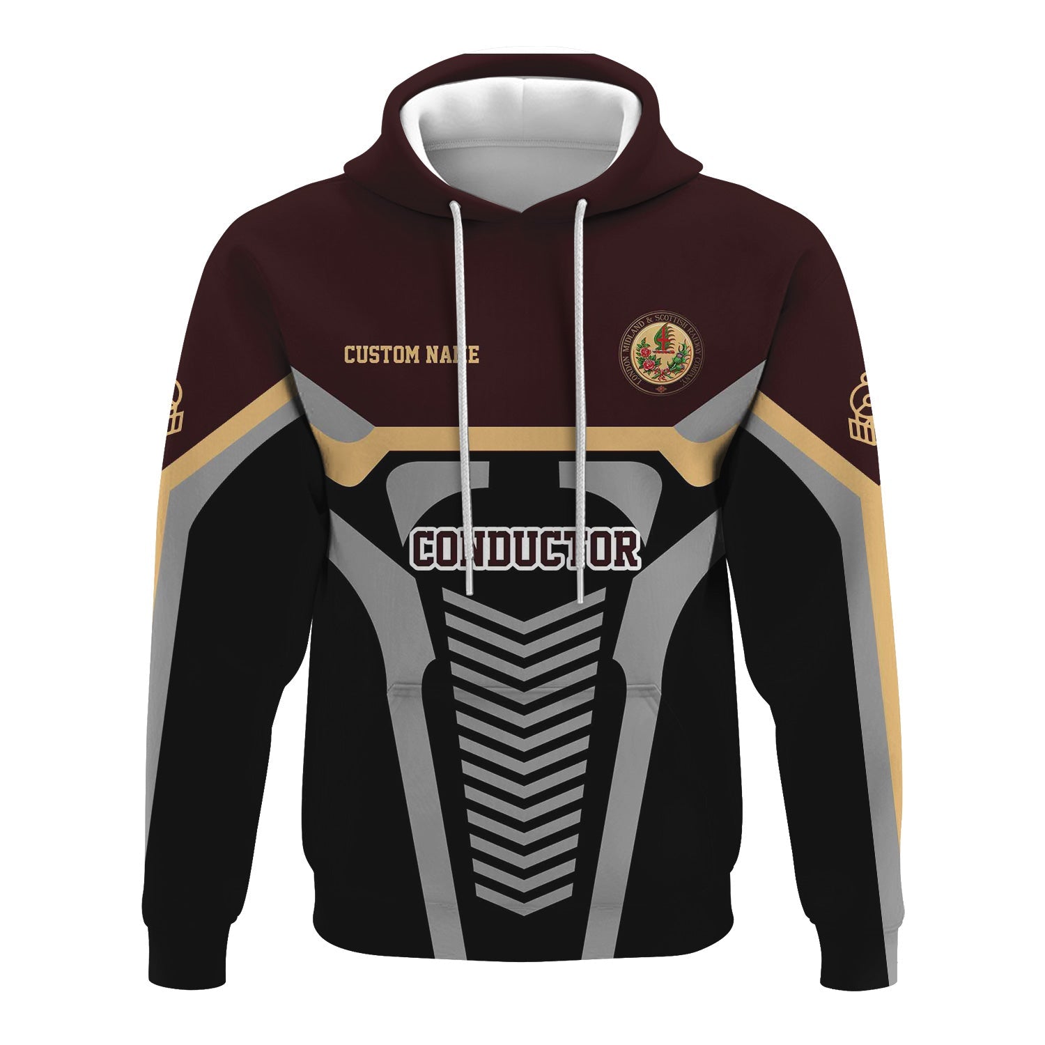 Railspirit Personalized London, Midland and Scottish Railway Hoodie Track-Inspired with Custom Job Position Train Zip Up Hoodie