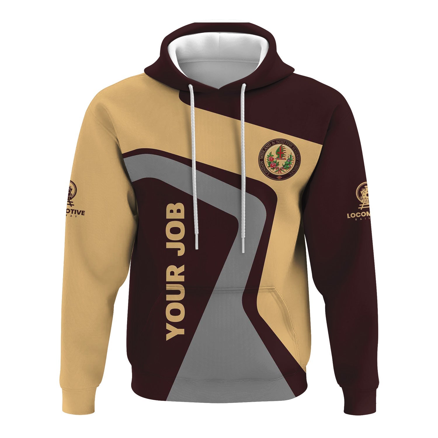 Railspirit Personalized London, Midland and Scottish Railway Hoodie Unique Design with Custom Job Position Train Zip Up Hoodie