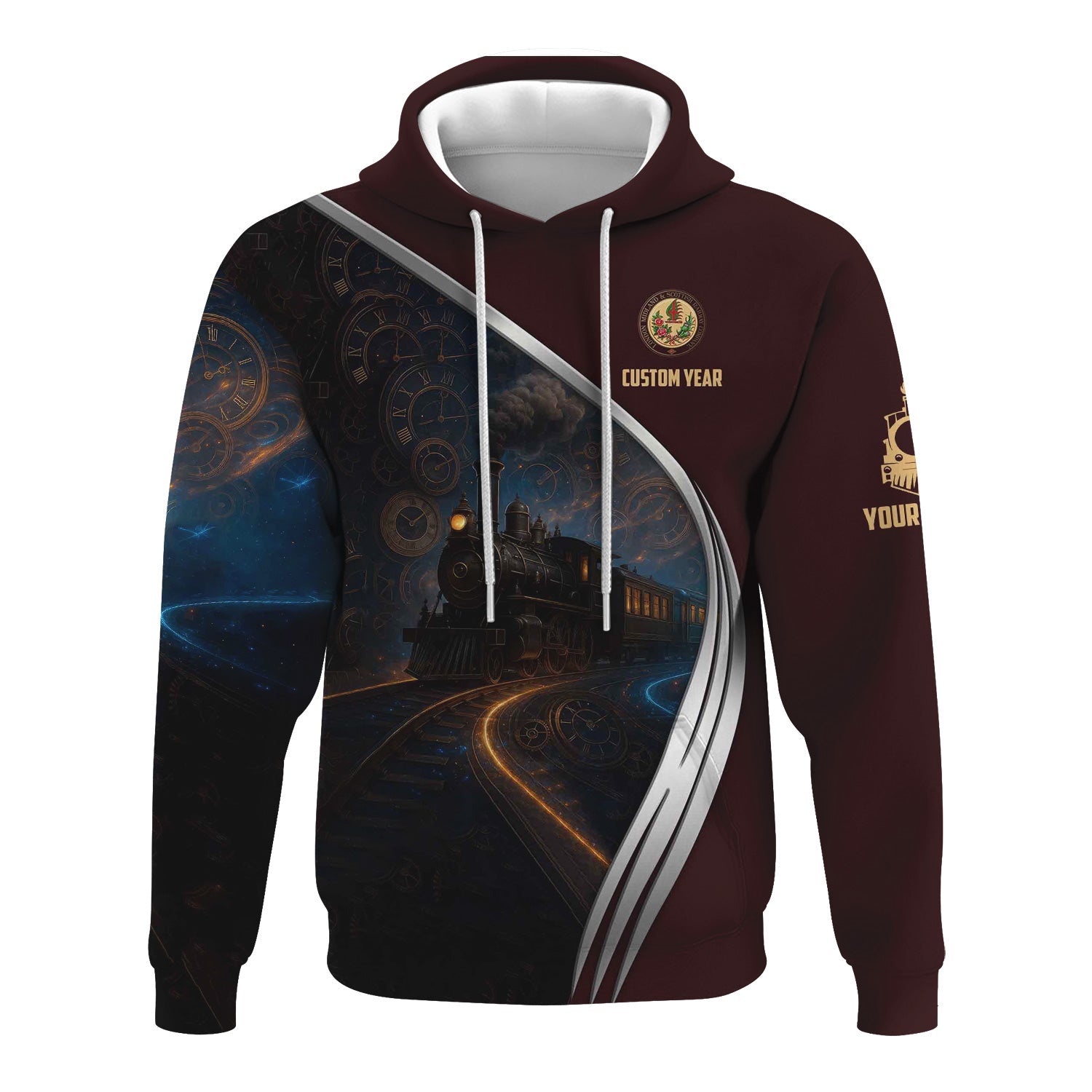 Railspirit Personalized London, Midland and Scottish Railway Hoodie Steampunk Locomotive with Custom Year Train Zip Up Hoodie