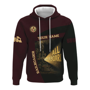 Railspirit Personalized London, Midland and Scottish Railway Hoodie All Aboard Steam Train Movie Projector Style Zip Up Hoodie