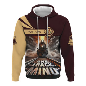 Railspirit Personalized London, Midland and Scottish Railway Hoodie One Track Mind Train Printed ZIp Up Hoodie