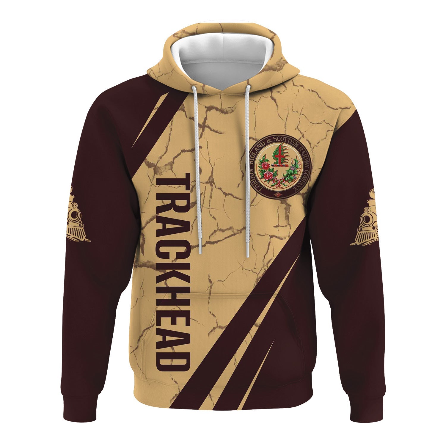 Railspirit Personalized London, Midland and Scottish Railway Hoodie Crackle Texture Style Train Zip Up Hoodie For Trackhead