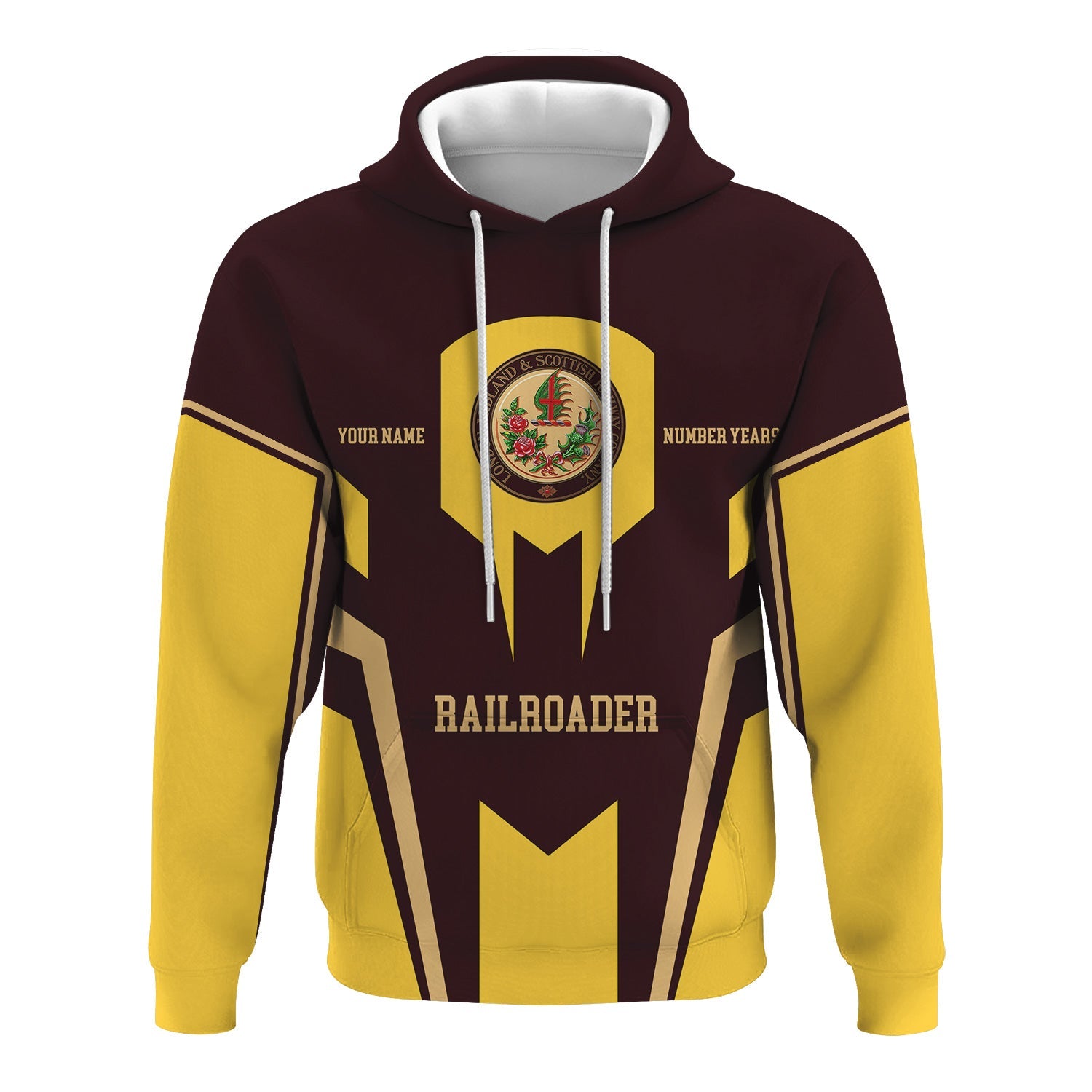 Railspirit Personalized London, Midland and Scottish Railway Hoodie Custom Year Railroader Zip Up Hoodie Gift Idea For Train Lover