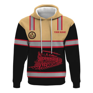 Railspirit Custom Name London, Midland and Scottish Railway Hoodie Eat Train Sleep Repeat Printed Train Zip Hoodie