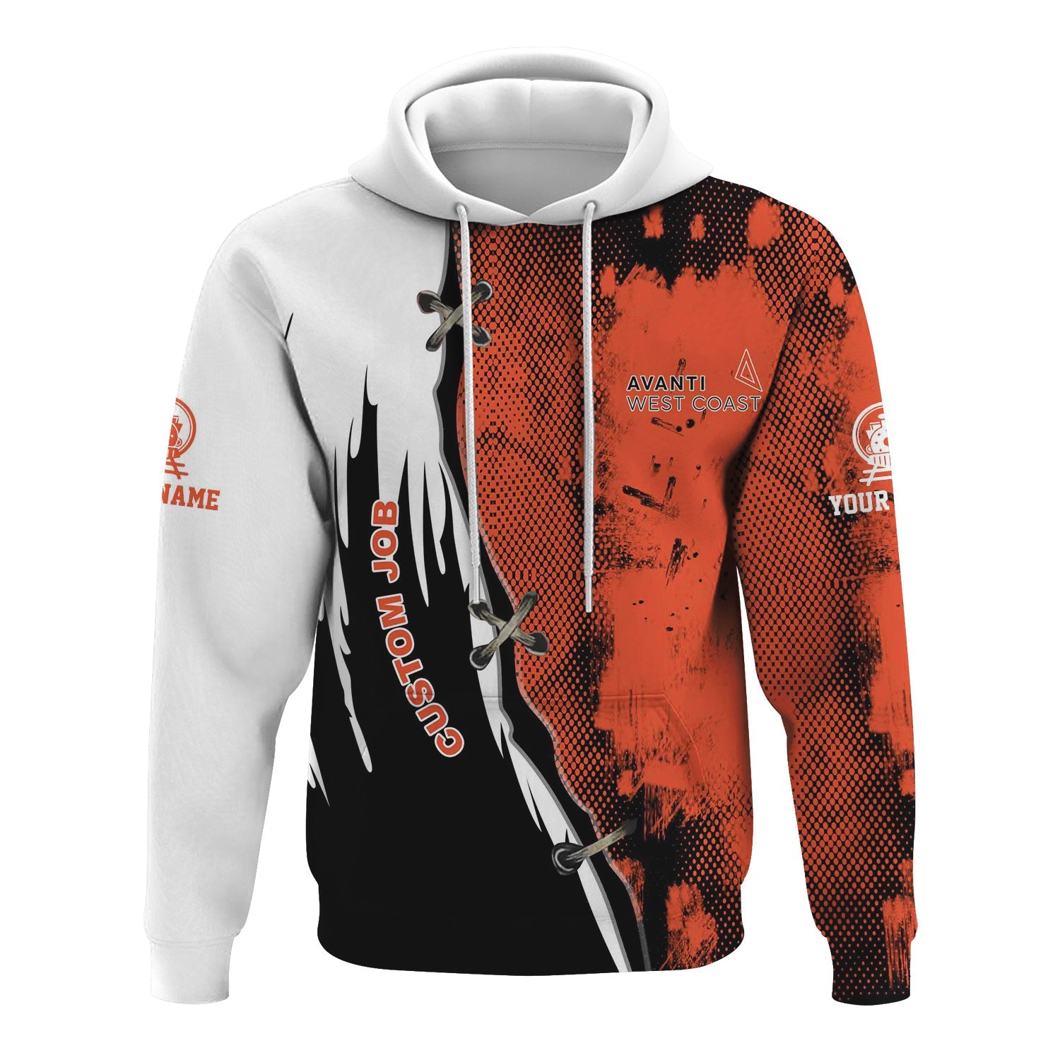 Railspirit Personalized Avanti West Coast Hoodie Retro Stitches Design with Custom Position Train Zip Up Hoodie