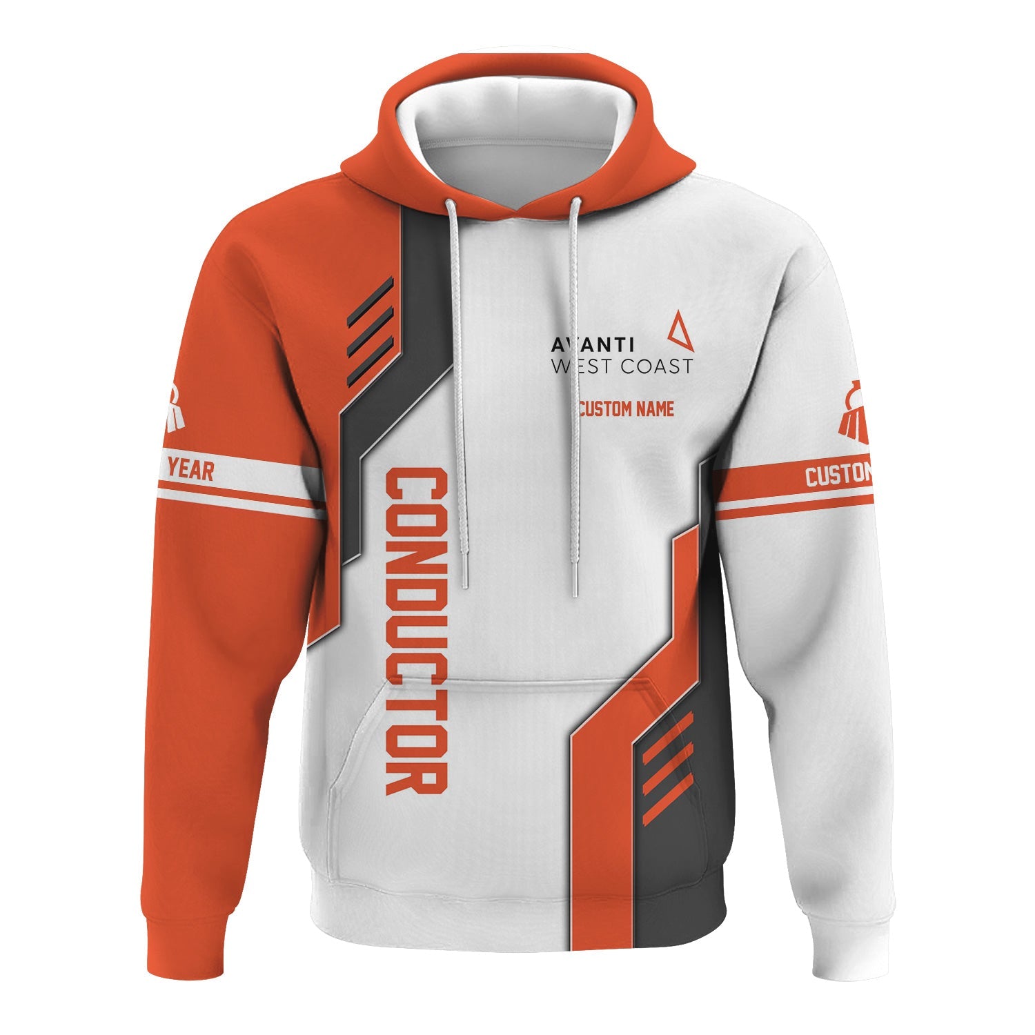 Railspirit Personalized Avanti West Coast Hoodie Unique Railway Style with Custom Job Train Zip Up Hoodie