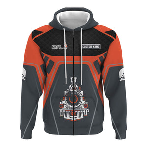Railspirit Personalized Avanti West Coast Hoodie Steam Locomotive Engine Graphic Train Zip Up Hoodie All Over Print