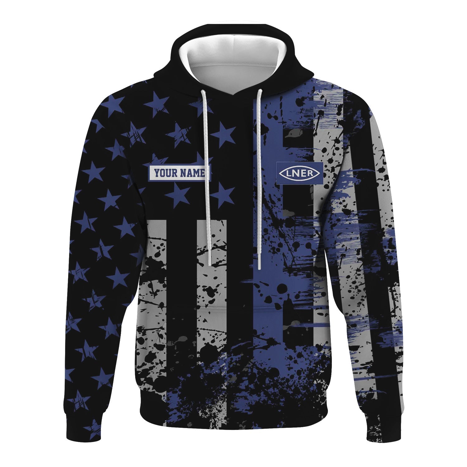 Railspirit Personalized London and North Eastern Railway Hoodie Artistic Paint American Flag Style Train Zip Up Hoodie