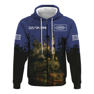 Railspirit Personalized London and North Eastern Railway Hoodie Vintage Train Art Style Zip Up Hoodie For Locomotive Fans
