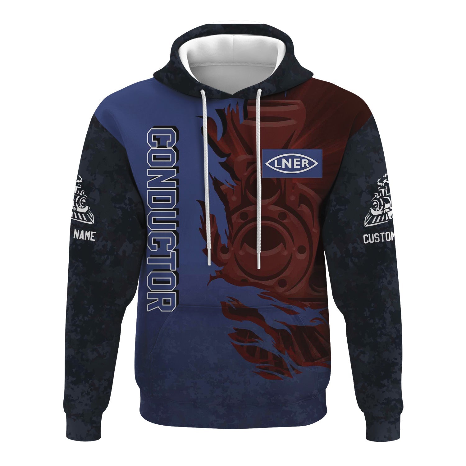 Railspirit Personalized London and North Eastern Railway Hoodie Blazing Style with Custom Position Train Zip Up Hoodie