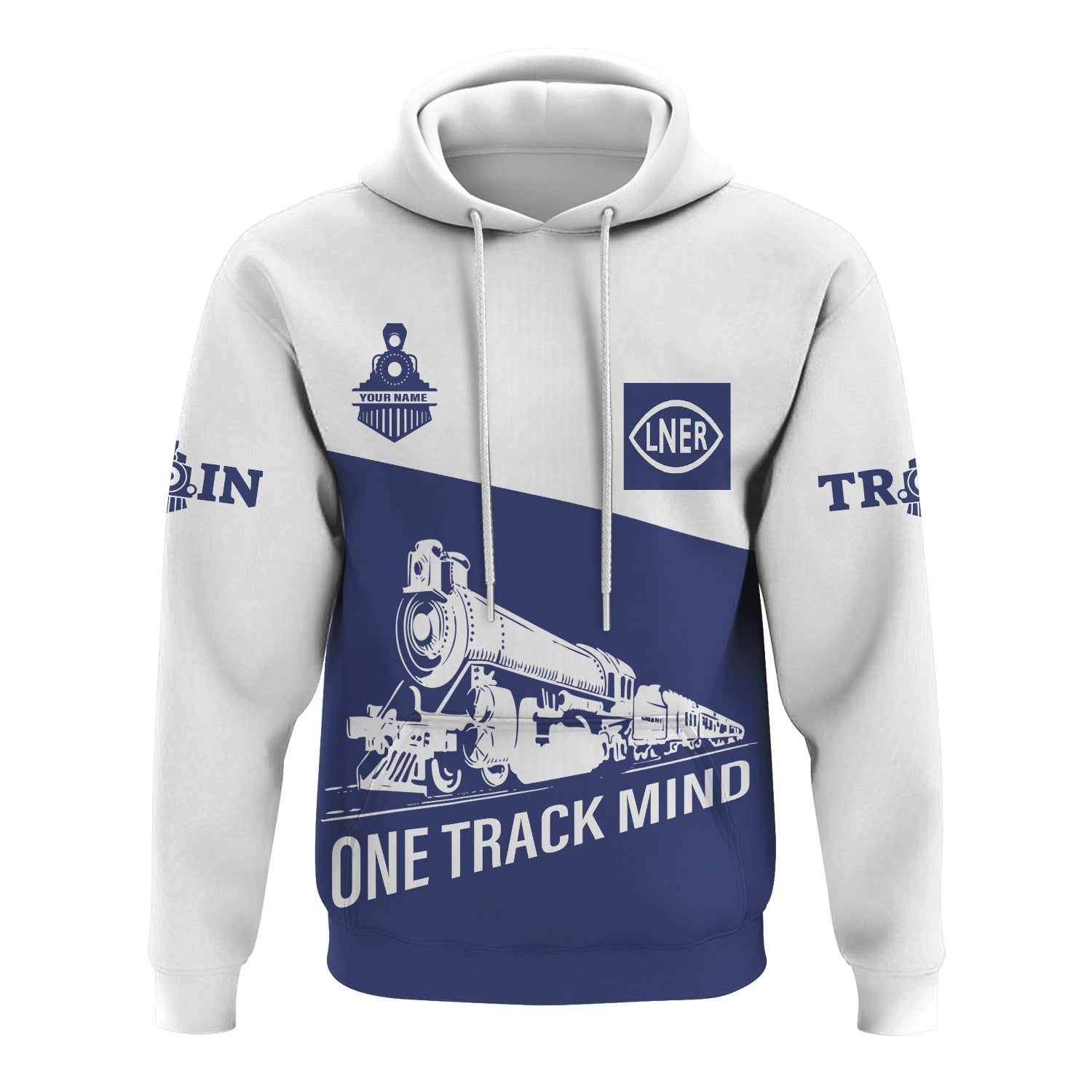 Railspirit Custom Name London and North Eastern Railway Hoodie One Track Mind Printed Zip Hoodie