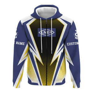 Railspirit Personalized London and North Eastern Railway Hoodie Lightning Graphic Style Zip Up Hoodie Gift Idea For Train Lover