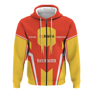 Railspirit Personalized British Railway Hoodie Custom Year Railroader Zip Up Hoodie Gift Idea For Train Lover