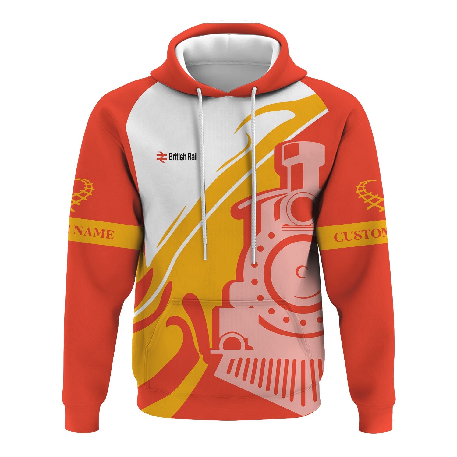 Railspirit Personalized British Railway Hoodie Flame-Inspired Style Zip Up Hoodie Gift Idea For Train Lovers