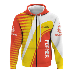 Railspirit Personalized British Railway Hoodie Vibrant Striking Style Zip Up Hoodie For Rail Enthusiasts
