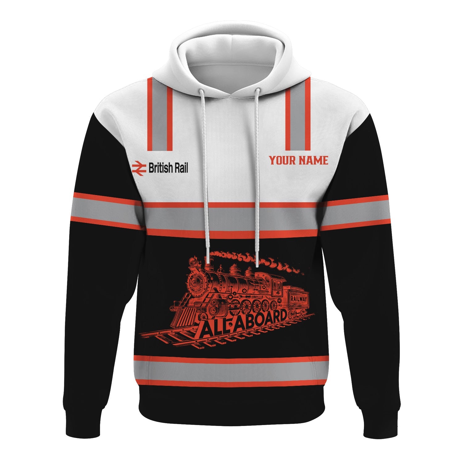 Railspirit Custom Name British Railway Hoodie Eat Train Sleep Repeat Printed Train Zip Hoodie