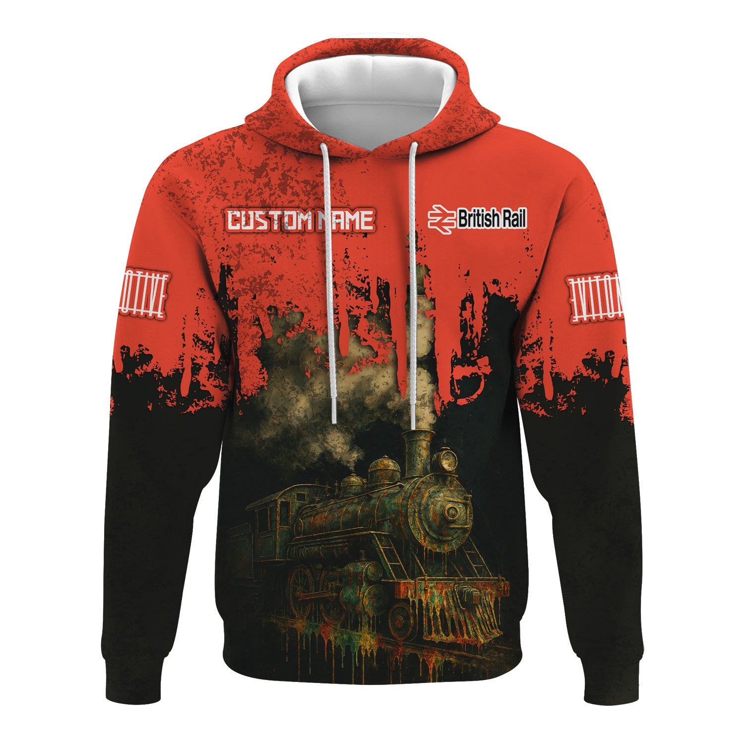 Railspirit Personalized British Railway Hoodie Vintage Train Art Style Zip Up Hoodie For Locomotive Fans