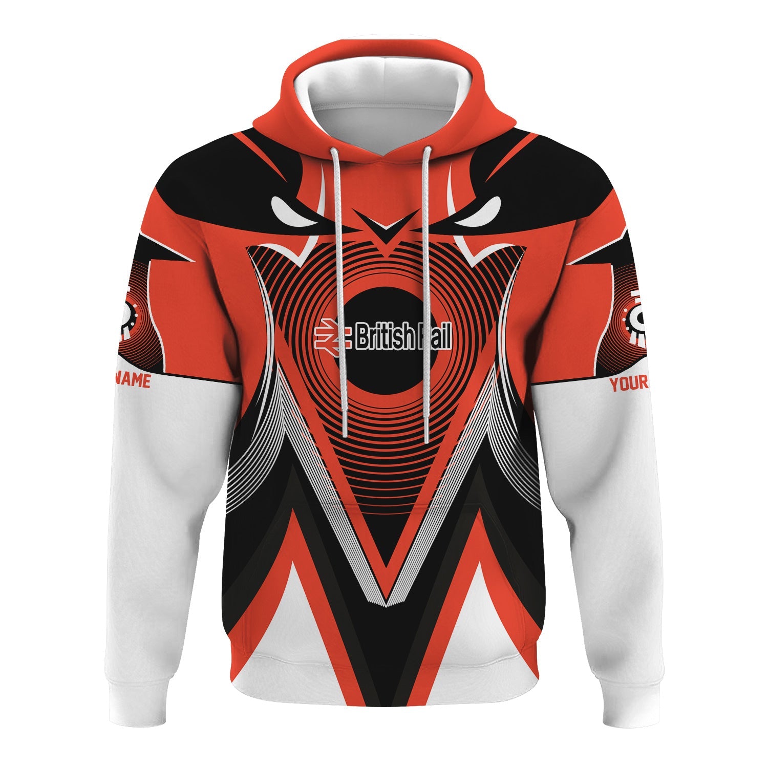 Railspirit Personalized British Railway Hoodie Vibrant Graphic Pattern Zip Up Hoodie For Train Enthusiasts