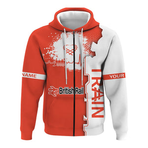 Railspirit Personalized British Railway Hoodie Engine Heartbeat and Track Love Style Zip Up Hoodie Gift Idea For Train Lovers