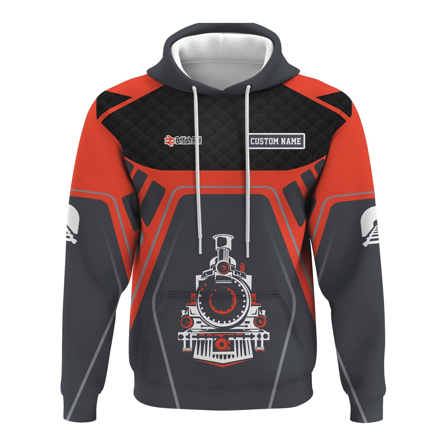 Railspirit Personalized British Railway Hoodie Steam Locomotive Engine Graphic Train Zip Up Hoodie All Over Print